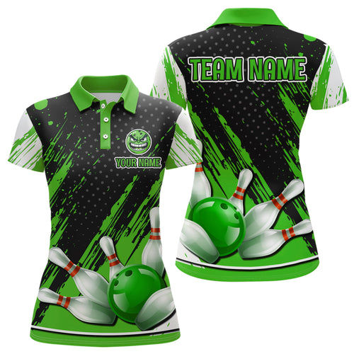 Personalized Polo Bowling Shirts for Women Funny Green Bowling Team Jersey QZT512