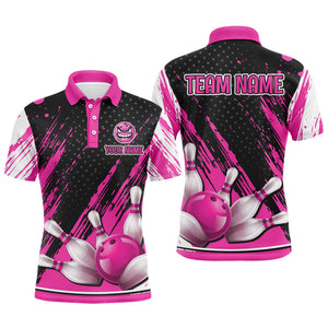 Personalized 3D Polo Bowling Shirts for Men Funny Pink Bowling Team Jersey  QZT512