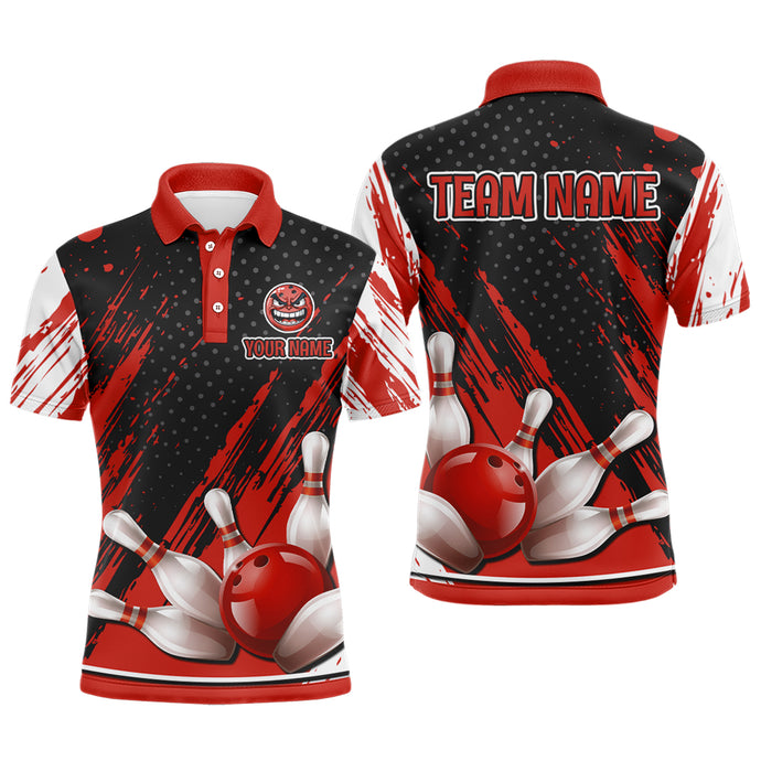 Personalized 3D Polo Bowling Shirts for Men Funny Red Bowling Team Jersey QZT512