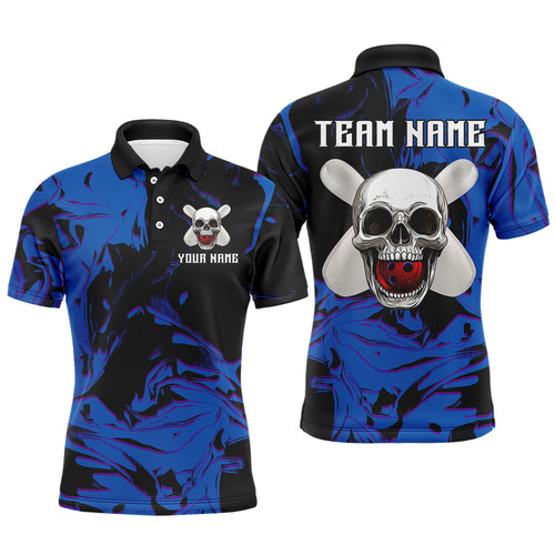 Skull Bowling Jersey Men Women Custom Blue Bowling Shirts Polo Bowling Team Shirt QZT563