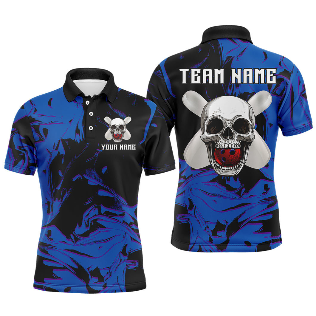 Skull Bowling Jersey Men Women Custom Blue Bowling Shirts Polo Bowling Team Shirt QZT563