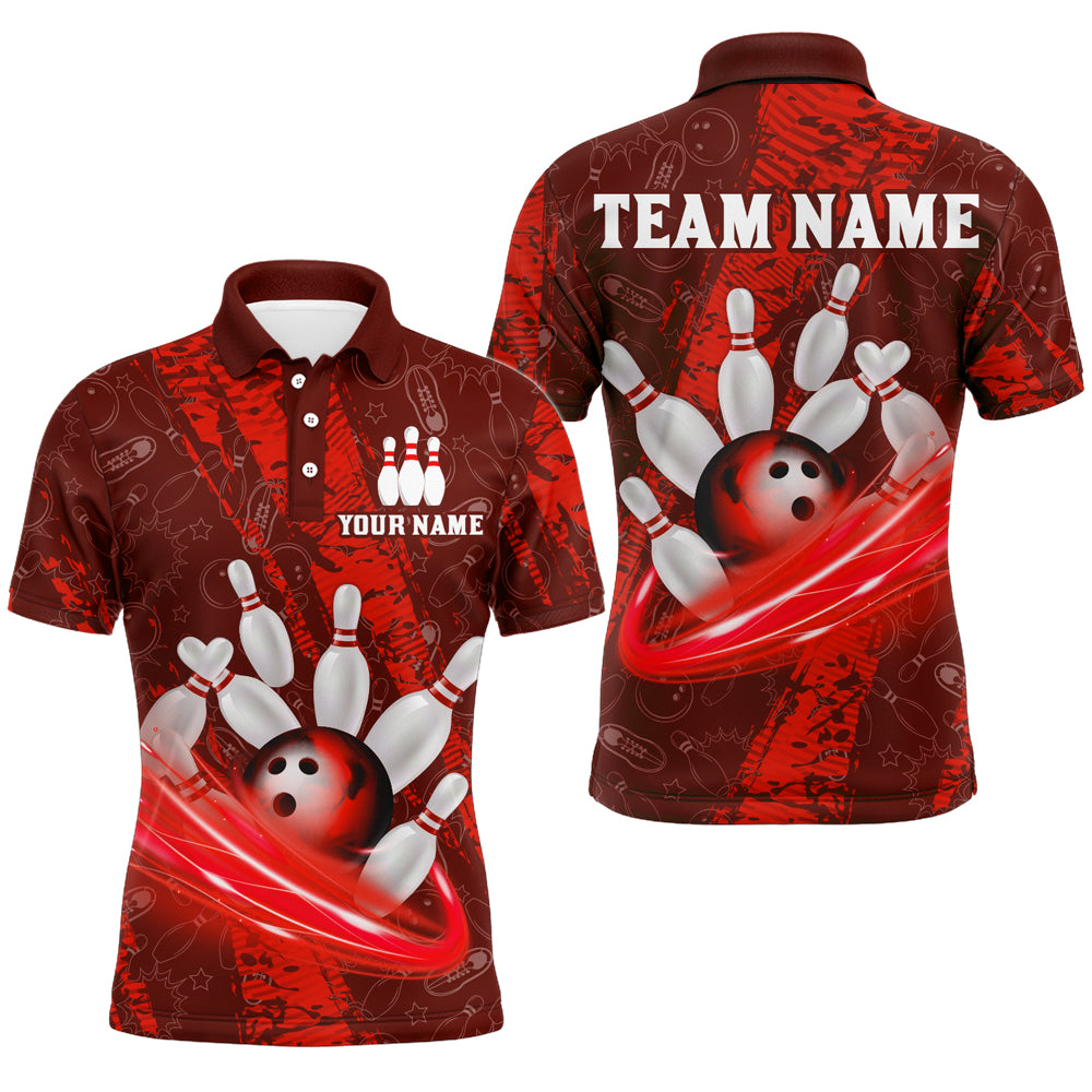 Custom Men 3D Bowling Shirts Bowling Team Jersey Polo Bowlers Gifts Multicolor QZT473