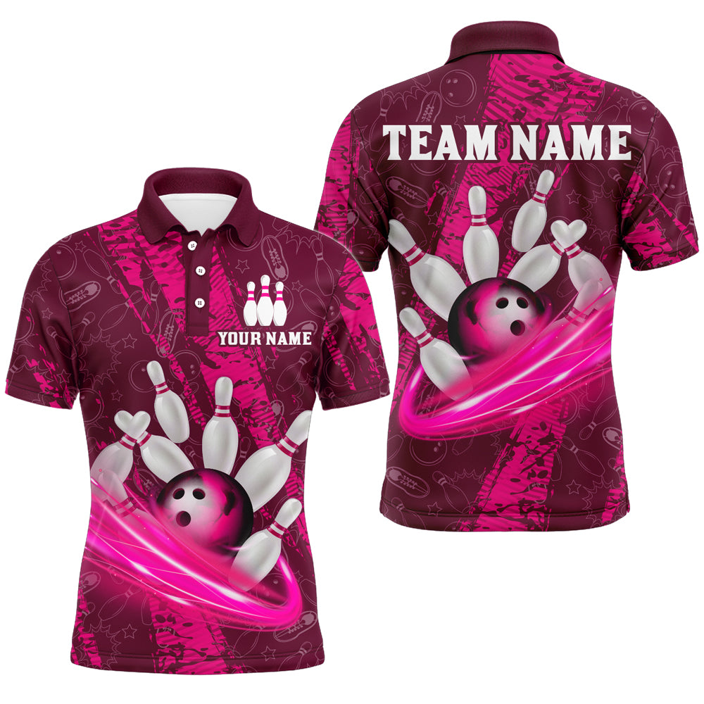 Custom Men 3D Bowling Shirts Bowling Team Jersey Polo Bowlers Gifts Multicolor QZT473