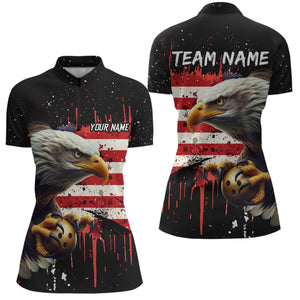 American Flag Bowling Shirt Custom Eagle Bowling Jersey for Men And Women 1/4 Zip Bowling League QZT630
