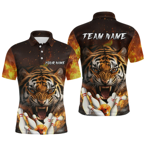 Flames Bowling Shirts Tiger Bowling Jersey Quarter-Zip Bowling Team League QZT634