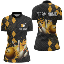 Load image into Gallery viewer, Flame Yellow Bowling Team Shirt Custom Bowling Jersey for Men Women Flame Quarter-Zip Shirt QZT679