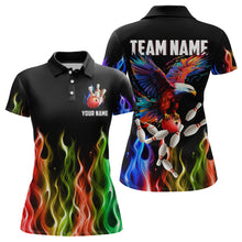 Load image into Gallery viewer, Rainbow Flame Eagle Bowling Team Jersey Personalized Bowling Polo Shirt For Men And Women QZT681