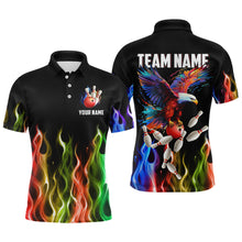 Load image into Gallery viewer, Rainbow Flame Eagle Bowling Team Jersey Personalized Bowling Polo Shirt For Men And Women QZT681