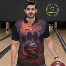 Load image into Gallery viewer, Custom Skull Bowling Team Shirt Vampire Bowling Jersey for Men Bowling Outfit Polo &amp; 1/4 Zip QZT751
