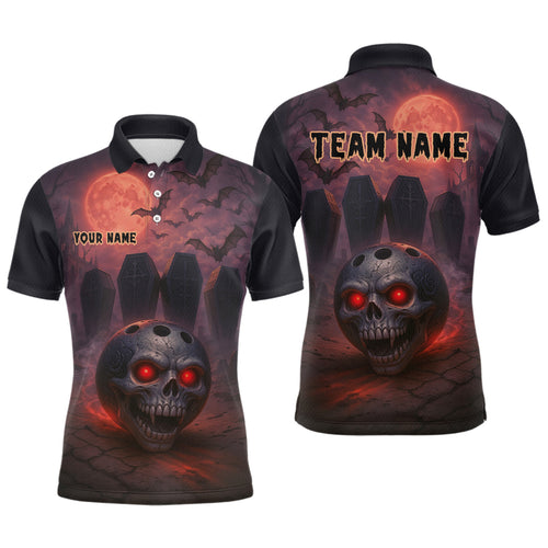 Custom Skull Bowling Team Shirt Vampire Bowling Jersey for Men Bowling Outfit Polo & 1/4 Zip QZT751