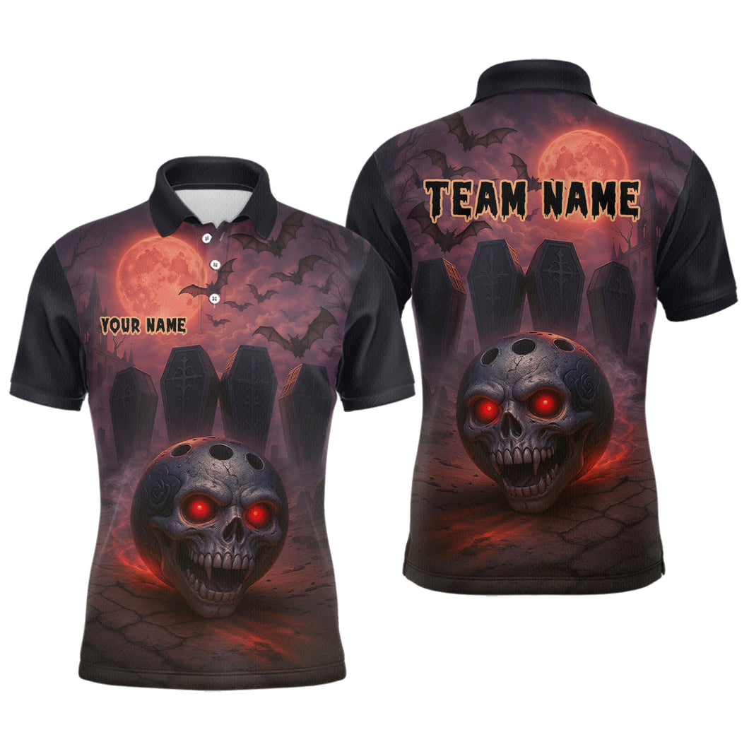 Custom Skull Bowling Team Shirt Vampire Bowling Jersey for Men Bowling Outfit Polo & 1/4 Zip QZT751