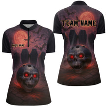 Load image into Gallery viewer, Custom Skull Bowling Team Shirt Vampire Bowling Jersey for Women Bowling Outfit Polo &amp; 1/4 Zip QZT751