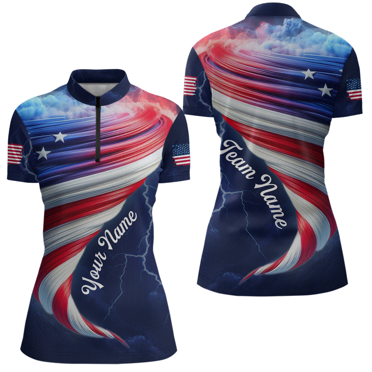American Bowling Shirt for Men Women Custom Quarter-Zip Bowling Team League QZT616