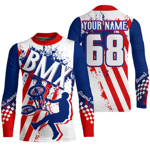 Personalized American BMX racing jersey UPF30+ Patriotic Cycling Shirt Bicycle Motocross Racewear| LUT15