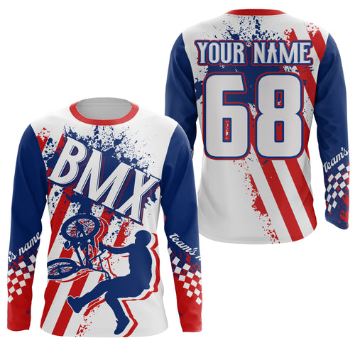 Personalized American BMX racing jersey UPF30+ Patriotic Cycling Shirt Bicycle Motocross Racewear| LUT15