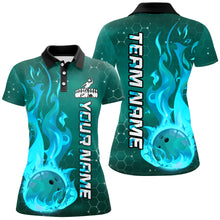 Load image into Gallery viewer, Custom Flame Bowling Shirts Bowling Jersey for Women Polo Bowling Uniform QZT447