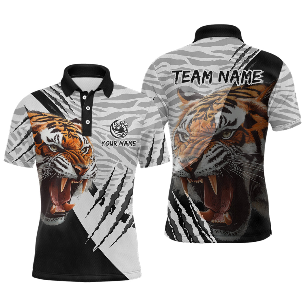 Black & White Bowling Shirt Tiger Bowling Team Jersey Polo Bowling for Men & Women QZT641