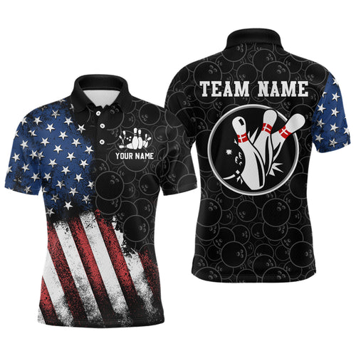 Personalized American Bowling Shirt Polo Bowling Jersey Patriotic Bowling Outfit QZT684