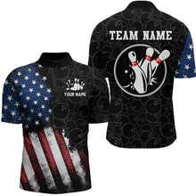 Load image into Gallery viewer, Personalized American Bowling Shirt Quarter-Zip Bowling Jersey Patriotic Bowling Outfit QZT684