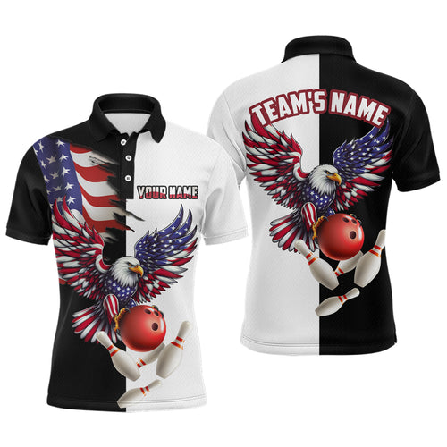 American Eagle Polo Bowling Shirt Custom Black & White Bowling Jersey for Men And Women QZT686
