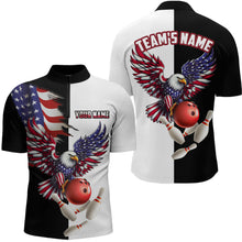 Load image into Gallery viewer, American Eagle Quarter-Zip Bowling Shirt Custom Black &amp; White Bowling Jersey for Men And Women QZT686