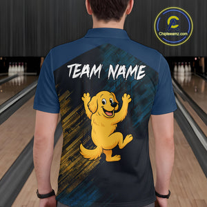 Funny Golden Retriever Dog Bowling Shirt for Men Custom Polo & Quarter-Zip Bowling Team Jersey QZT760