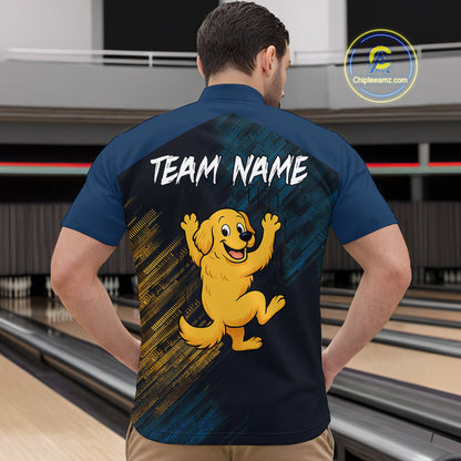 Funny Golden Retriever Dog Bowling Shirt for Men Custom Polo & Quarter-Zip Bowling Team Jersey QZT760