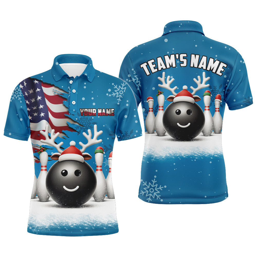 Custom Christmas Bowling Team Shirts Multicolor Polo Bowling Jersey for Men QZT485