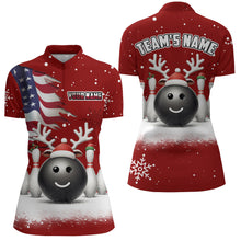 Load image into Gallery viewer, Custom Christmas Bowling Team Shirts Multicolor 1/4 Zip Bowling Jersey for Women QZT485