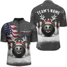 Load image into Gallery viewer, Custom Christmas Bowling Team Shirts Multicolor Quarter Zip Bowling Jersey for Men QZT485