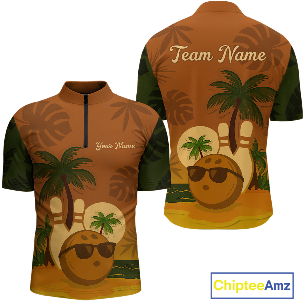 Summer Bowling Shirt for Men and Women Bowling Team League Quarter-Zip Gift for Bowlers QZT698