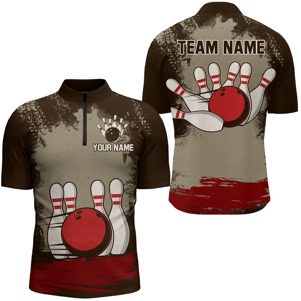 Personalized Bowling Team Shirts Multicolor Men's Bowling Shirt Quarter Zip Bowling QZT490
