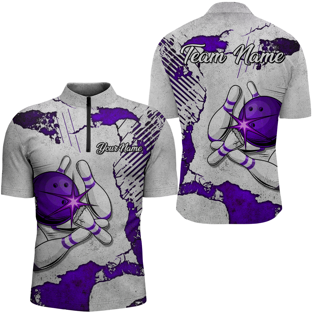 Personalized Unisex Bowling Jersey Quarter Zip Bowling Team Shirt for Men Bowler Gift QZT498