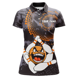 Orange Camo Bowling Shirt Funny Bowling Team Jersey for Women Polo Bowling Shirt QZT255