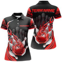 Load image into Gallery viewer, Personalized Flame Bowling Shirts Women Bowling Team League Polo Bowling QZT410