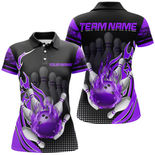 Load image into Gallery viewer, Personalized Flame Bowling Shirts Women Bowling Team League Polo Bowling QZT410