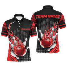 Load image into Gallery viewer, Personalized Flame Bowling Shirts Men Bowling Team League Polo Bowling QZT410
