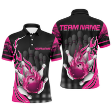 Load image into Gallery viewer, Personalized Flame Bowling Shirts Men Bowling Team League Polo Bowling QZT410
