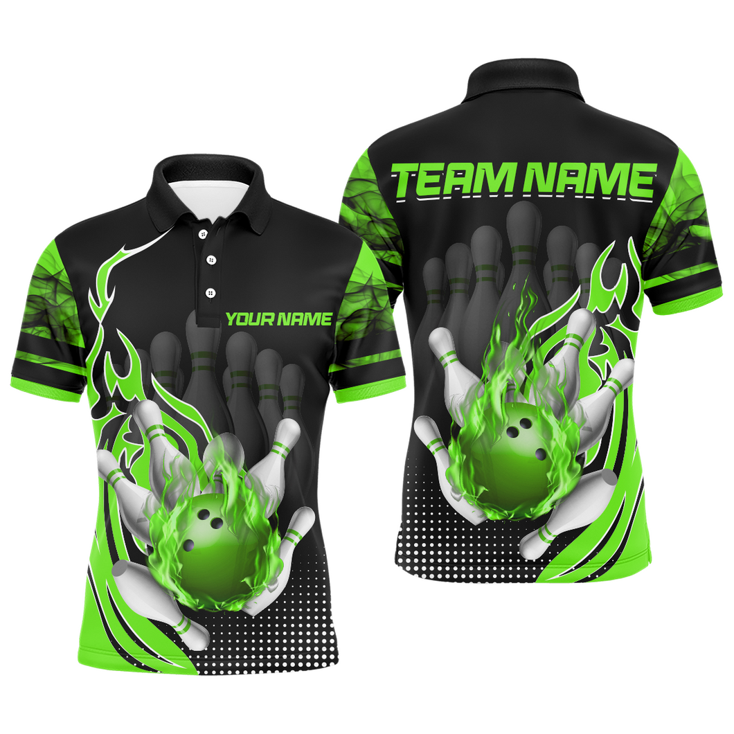 Personalized Flame Bowling Shirts Men Bowling Team League Polo Bowling QZT410