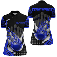 Load image into Gallery viewer, Personalized Flame Bowling Shirts Women Bowling Team League 1/4 Zip Bowling QZT410
