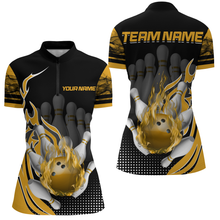 Load image into Gallery viewer, Personalized Flame Bowling Shirts Women Bowling Team League 1/4 Zip Bowling QZT410