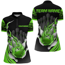 Load image into Gallery viewer, Personalized Flame Bowling Shirts Women Bowling Team League 1/4 Zip Bowling QZT410