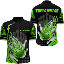 Load image into Gallery viewer, Personalized Flame Bowling Shirts Men Bowling Team League 1/4 Zip Bowling QZT410