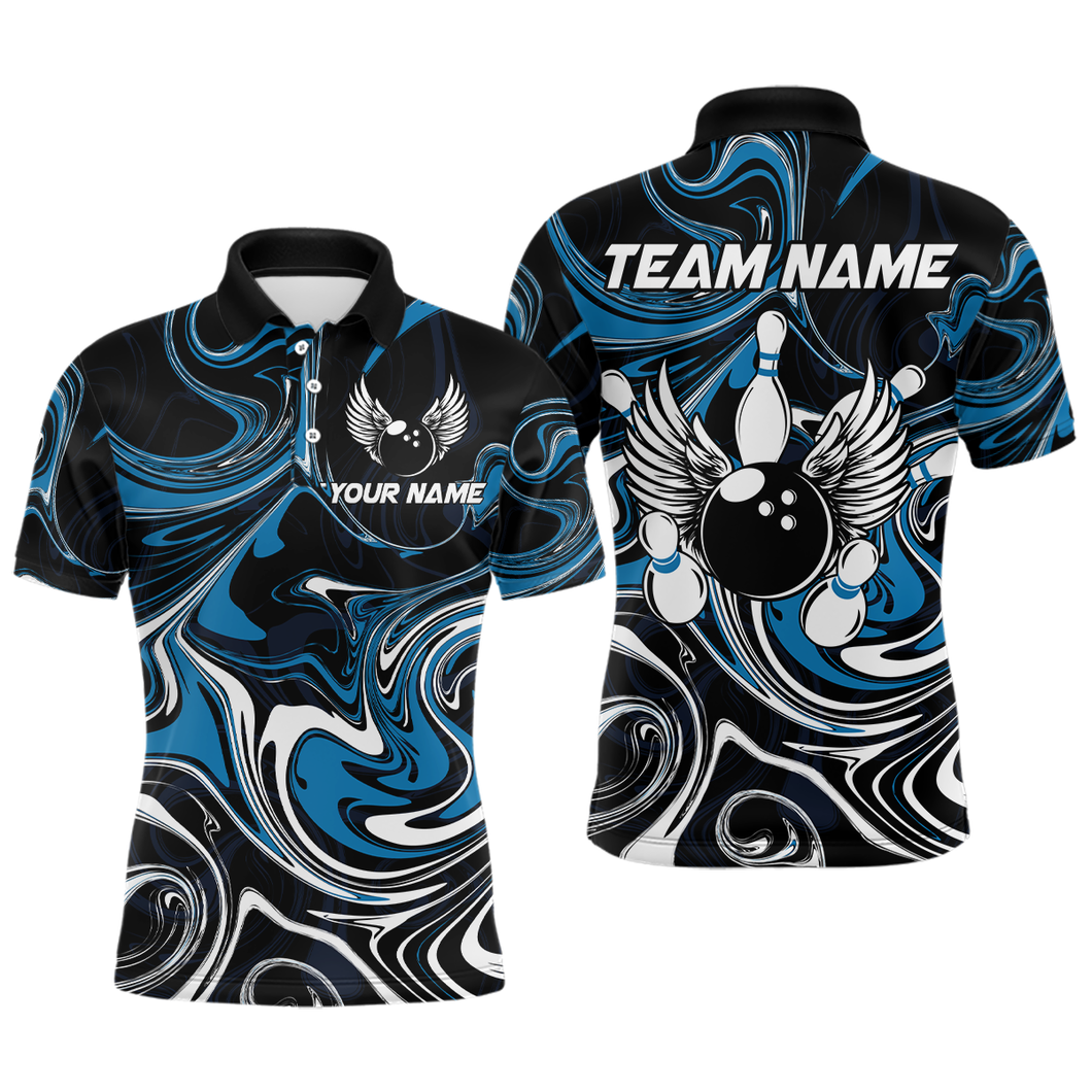 Personalized Bowling Shirt for Men and Women Bowling Team Jersey Blue Polo Shirt QZT601