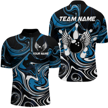 Load image into Gallery viewer, Personalized Bowling Shirt for Men and Women Bowling Team Jersey Blue 1/4 Zip Shirt QZT601