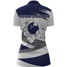 Load image into Gallery viewer, Custom Bowling Shirt for Women Navy &amp; Grey Bowling Jersey Bowling Team League Quarter-Zip Shirt QZT1
