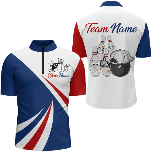 US Bowling Shirts Black Bowling Apparel 1/4 Zip Bowling Team League for Men QZT416