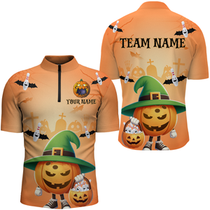 Personalized Halloween Bowling Shirts for Men Bowling 1/4 Zip Bowling Team League QZT424