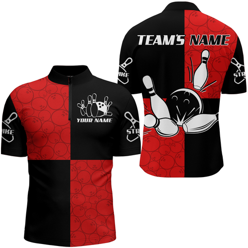 Quarter Zip Bowling Shirts Customized  Bowling Team League for Men QZT425