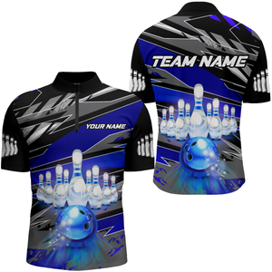 Personalized Bowling Shirt for Men Bowling Jersey with Name Team Name 1/4 Zip Shirt Unisex QZT267